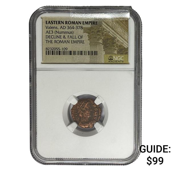 Eastern Roman Valens AD 364-378 AE3 Nummus NGC