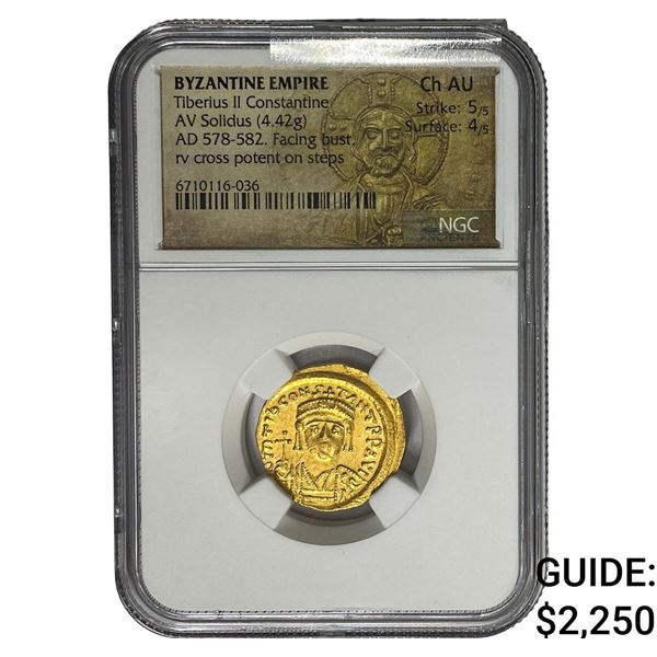 Byzantine Tiberius II AD578-582 Gold Soldius 4.42g