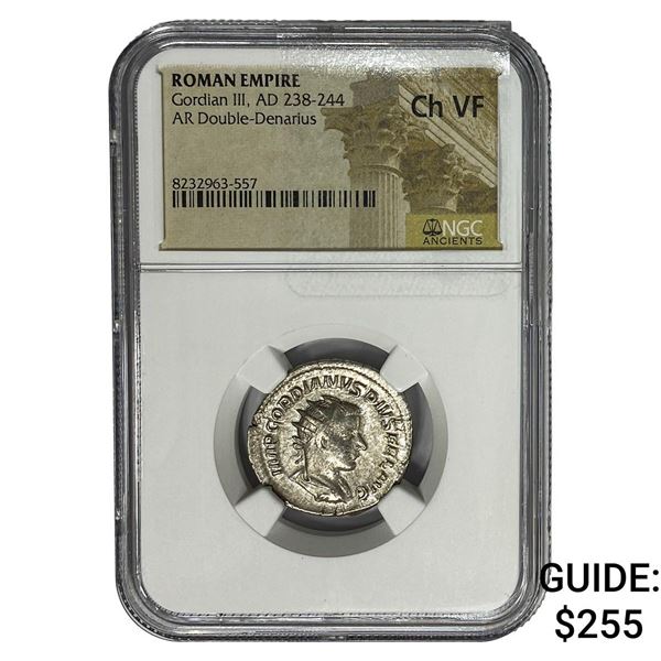 Roman Gordian III AD 238-244 Silver Dbl-Denarius NGC Ch VF