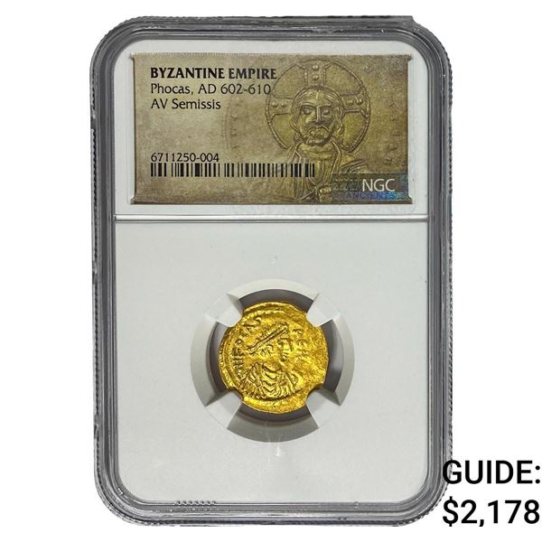 Byzantine Empire Phocas AS 602-610 Gold Senissis NGC