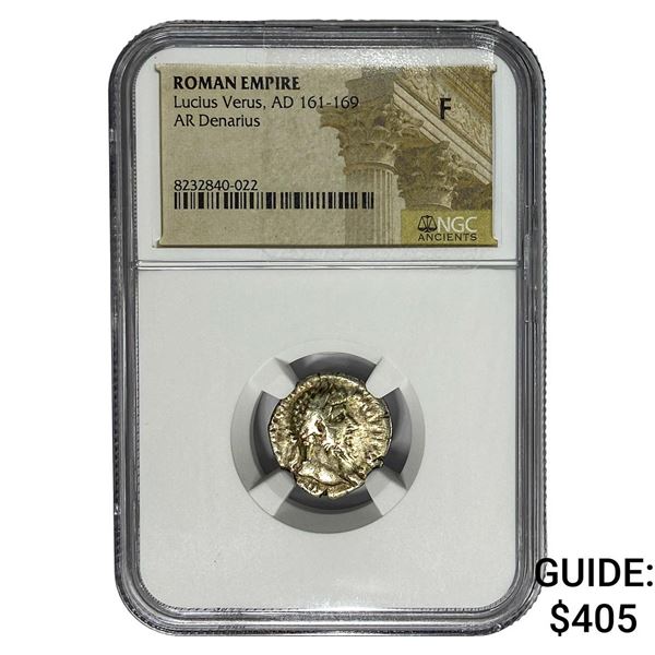 Roman Empire Lucius Verus AS 161-169 Silver Denarius NGC F