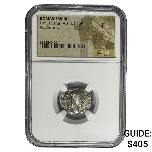 Roman Lucius Verus AS 161-169 Silver Denarius NGC F