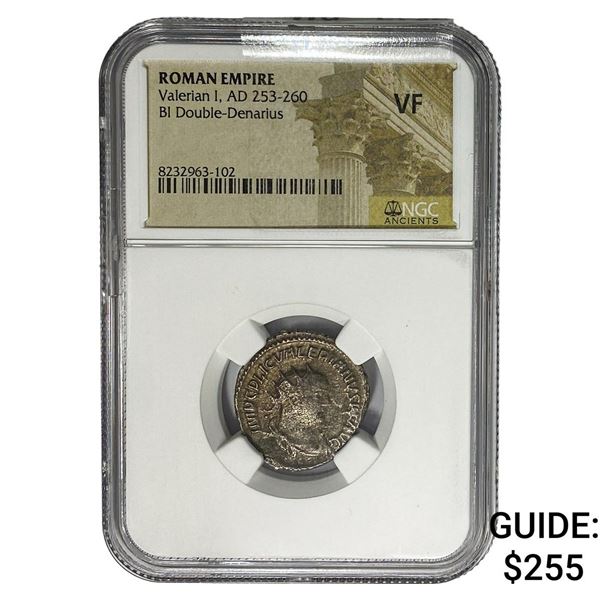 Roman Valerian I AD 253-260 BI Dbl-Denarius  VF