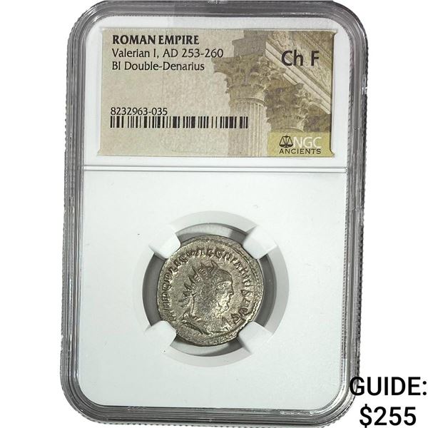 Roman Valerian I AD235-260 BI Dbl-Denarius  Ch F