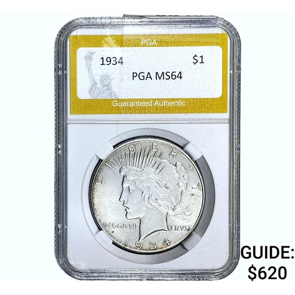 1934 Silver Peace Dollar PGA MS64