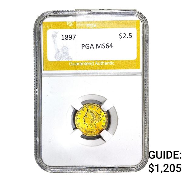 1897 $2.50 Gold Quarter Eagle PGA MS64
