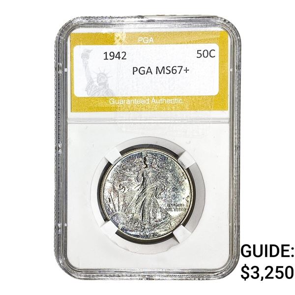 1942 Walking Liberty Half Dollar PGA MS67+
