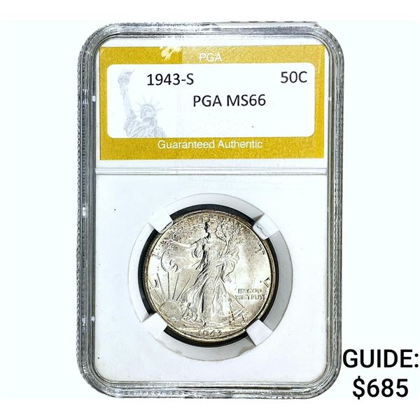 1943-S Walking Liberty Half Dollar PGA MS66
