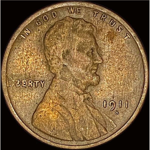 1911-S Lincoln Wheat Cent LIGHTLY CIRCULATED