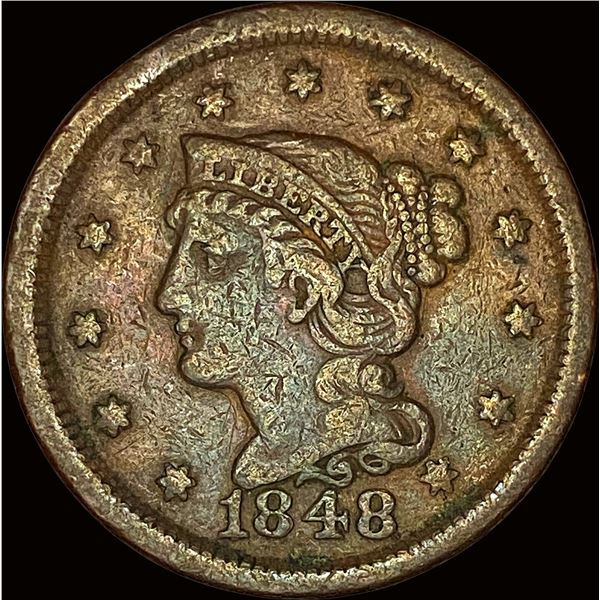 1848 Braided Hair Large Cent LIGHTLY CIRCULATED