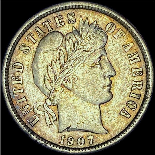 1907 Barber Dime CHOICE AU