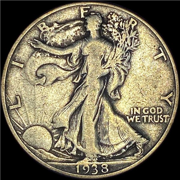 1938-D Silver Half Dollar Walking Liberty LIGHTLY CIRCULATED