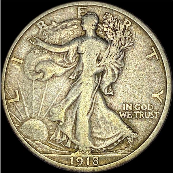1918-D Silver Walking Liberty Half Dollar LIGHTLY CIRCULATED