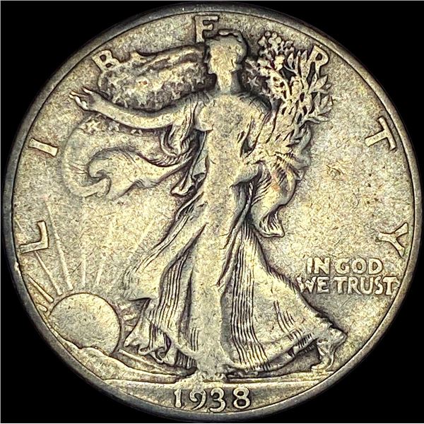 1938-D Silver Half Dollar Walking Liberty LIGHTLY CIRCULATED