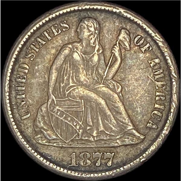 1877-CC Silver Seated Liberty Dime CLOSELY UNCIRCULATED