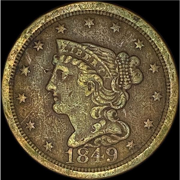 1849 Braided Hair Half Cent LIGHTLY CIRCULATED