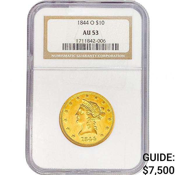 1844-O $10 Gold Eagle NGC AU53