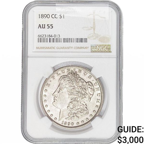 1890-CC Morgan Silver Dollar NGC AU55