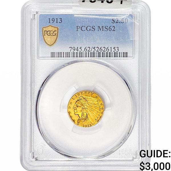1913 $2.50 Gold Quarter Eagle PCGS MS62