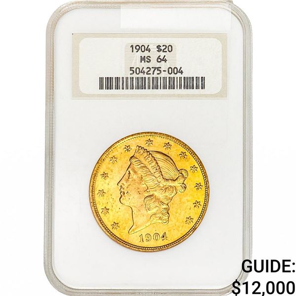 1904 $20 Gold Double Eagle NGC MS64