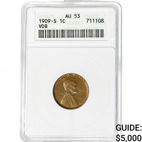 1909-S Wheat Cent ANACS AU53 VDB