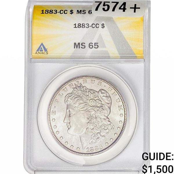 1883-CC Morgan Silver Dollar ANACS MS65