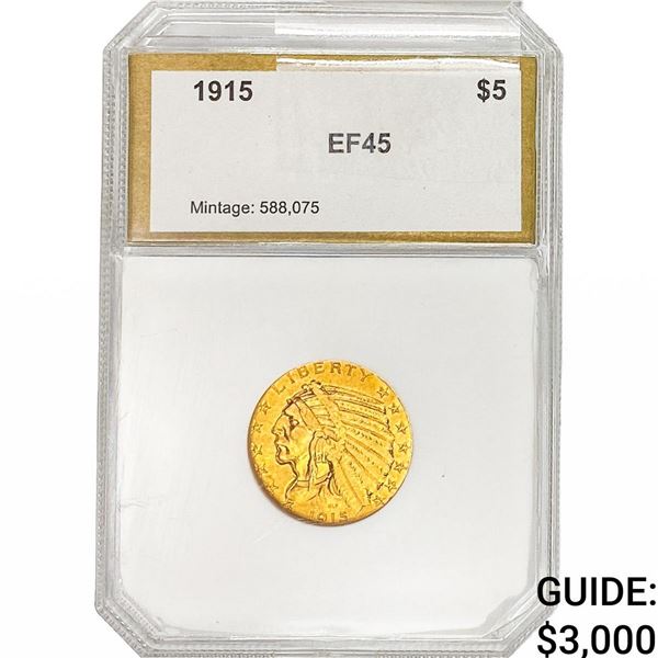 1915 $5 Gold Half Eagle PCI EF45