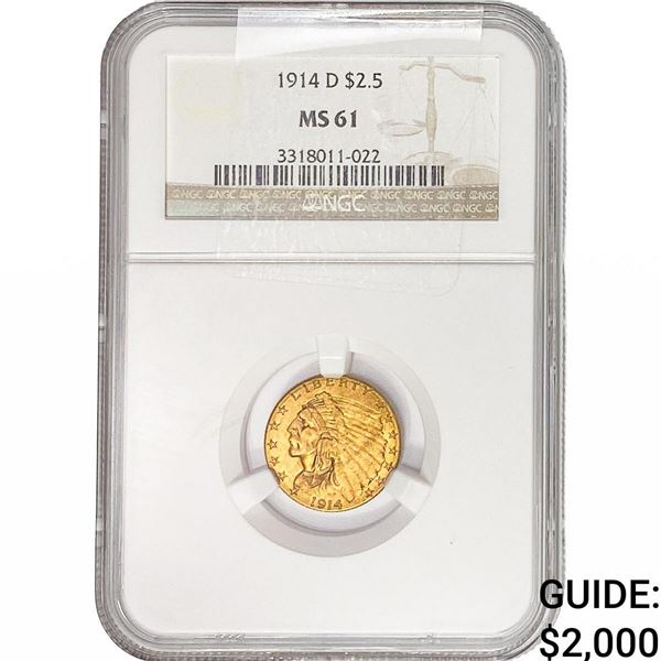 1914-D $2.50 Gold Quarter Eagle NGC MS61