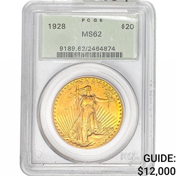 1928 $20 Gold Double Eagle PCGS MS62