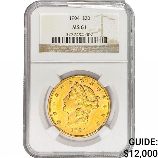 1904 $20 Gold Double Eagle NGC MS61