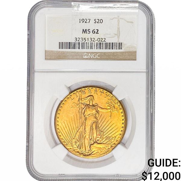 1927 $20 Gold Double Eagle NGC MS62