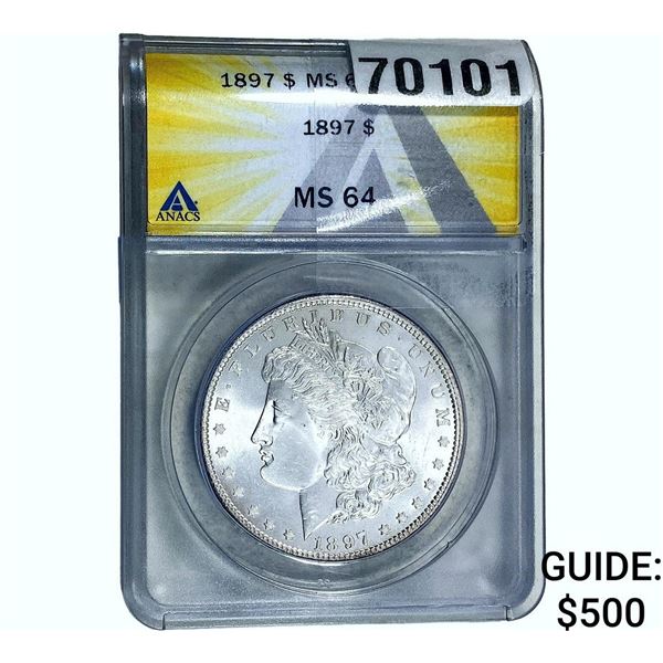 1897 Morgan Silver Dollar ANACS MS64