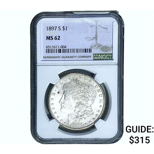 1897-S Morgan Silver Dollar NGC MS62