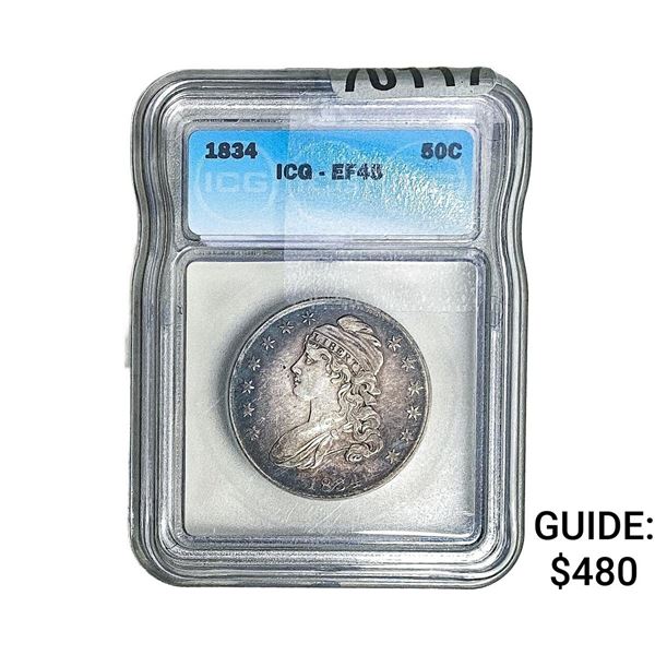 1834 Capped Bust Half Dollar ICG EF45