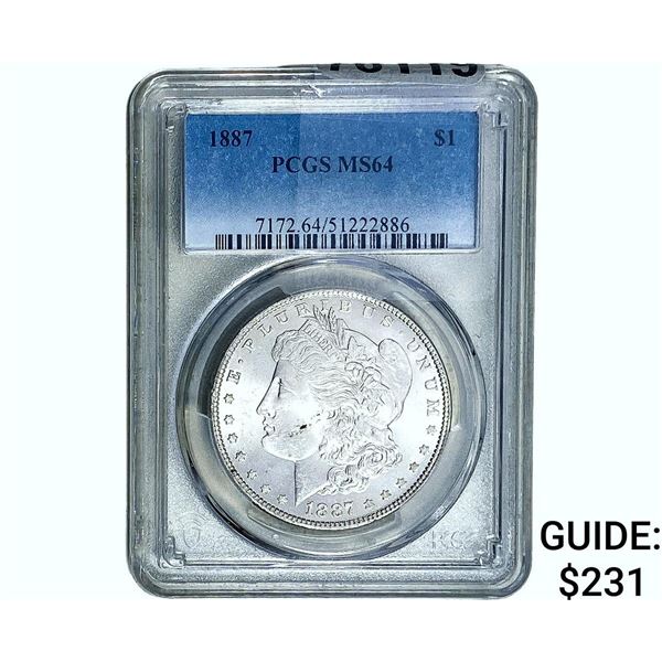 1887 Morgan Silver Dollar PCGS MS64