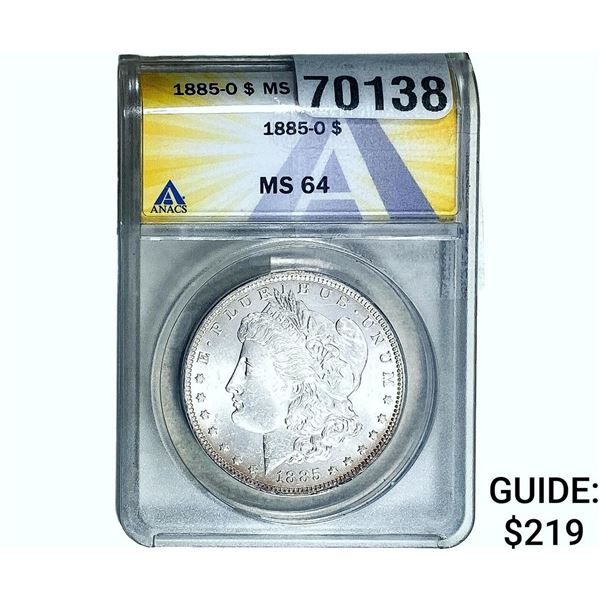 1885-O Morgan Silver Dollar ANACS MS64