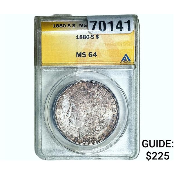 1880-S Morgan Silver Dollar ANACS MS64