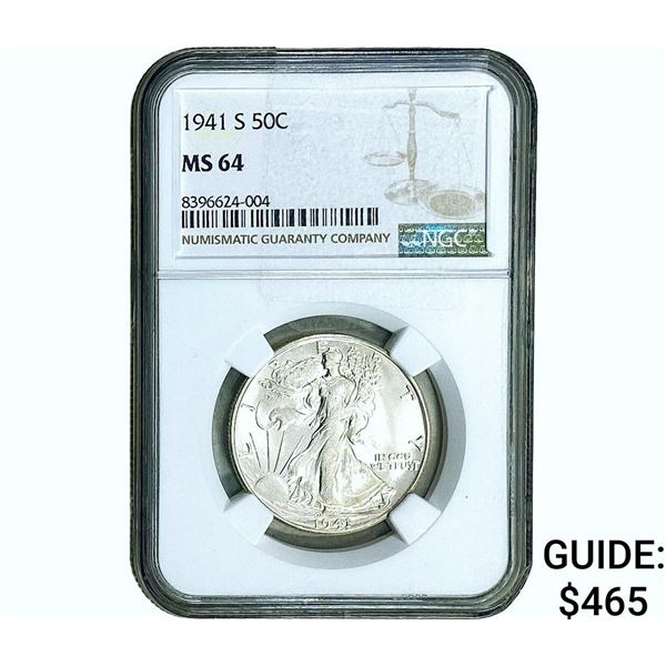 1941-S Walking Liberty Half Dollar NGC MS64