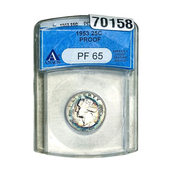 1953 Washington Silver Quarter ANACS PF65