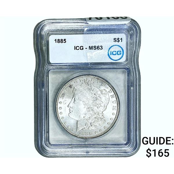 1885 Morgan Silver Dollar ICG MS63