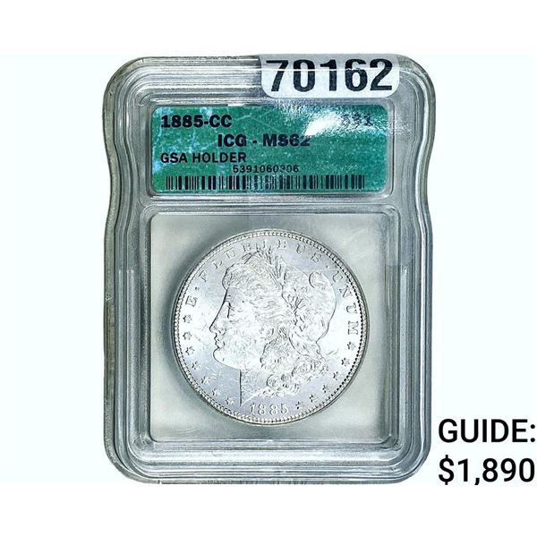 1885-CC Morgan Silver Dollar ICG MS62