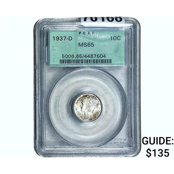 1937-D Mercury Silver Dime PCGS MS65