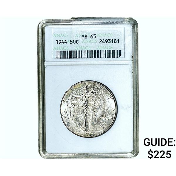 1944 Walking Liberty Half Dollar ANACS MS65