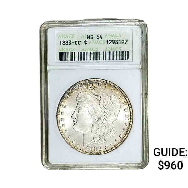 1883-CC Morgan Silver Dollar ANACS MS64