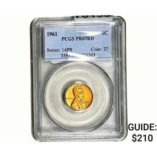1961 Lincoln Memorial Cent PCGS PR67 RD