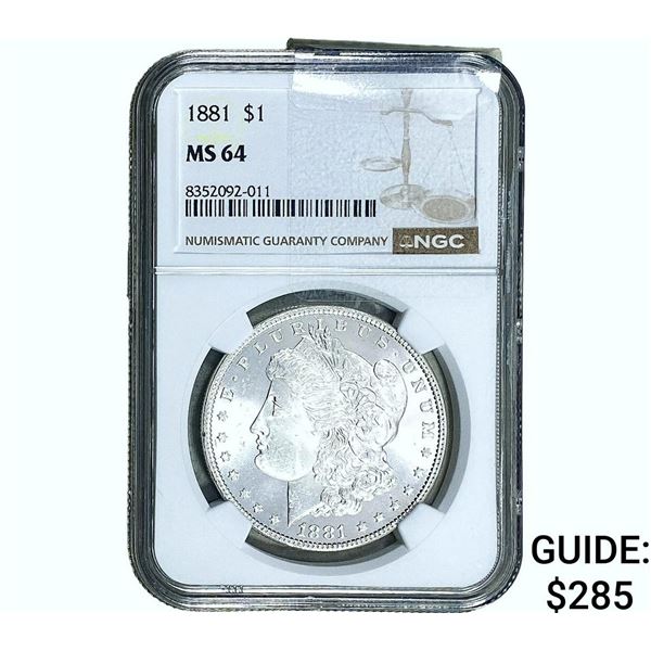 1881 Morgan Silver Dollar NGC MS64