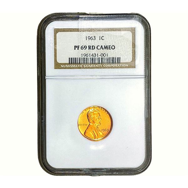 1963 Lincoln Memorial Cent NGC PF69 RD Cameo