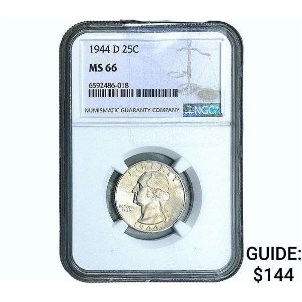 1944-D Washington Silver Quarter NGC MS66