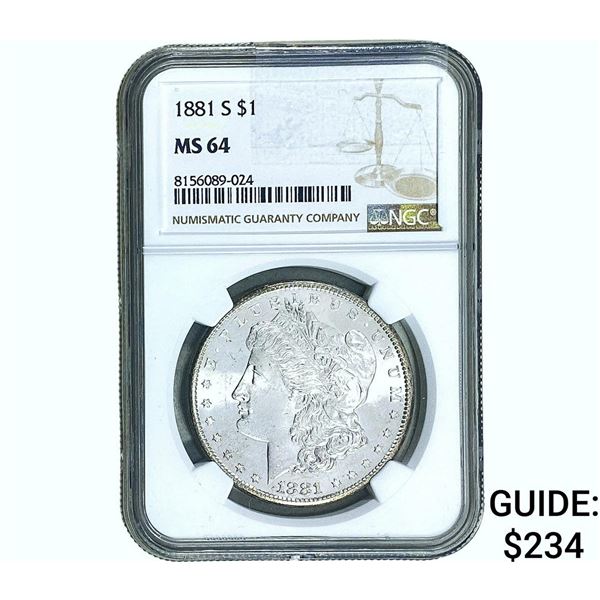 1881-S Morgan Silver Dollar NGC MS64