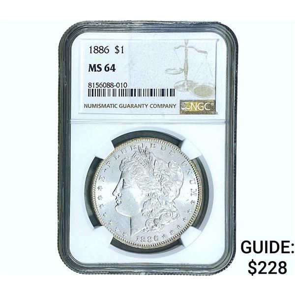 1886 Morgan Silver Dollar NGC MS64